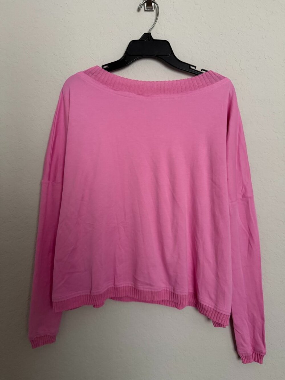 Planet by Lauren G Pink Off Shoulder Sweater One Size Pima Cotton Slouchy Lounge